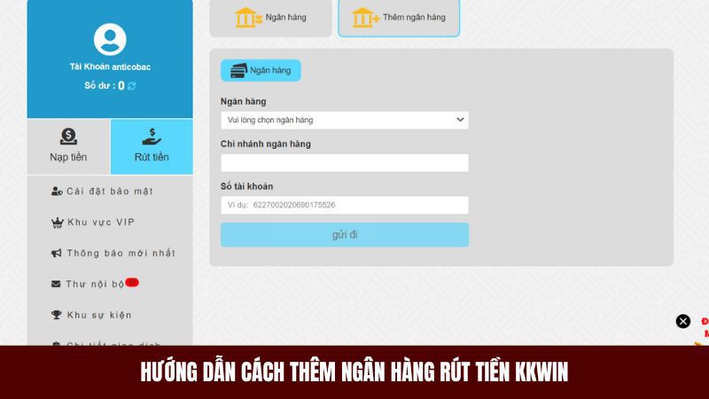 Cách bổ sung thêm tài khoản nhận tiền thắng cược