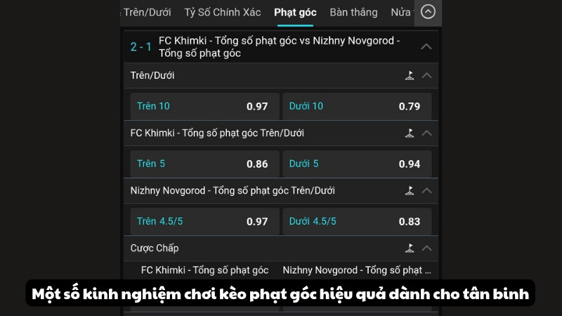 Một số kinh nghiệm chơi kèo phạt góc hiệu quả dành cho tân binh